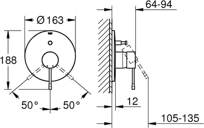 Grohe Einhand-Wannenbatterie, 19285DC1 Edelstahl Einhand-Wannenbatterie, Edelstahl Einhand-Wannenbat