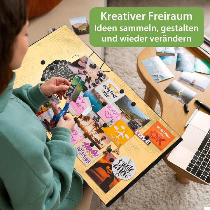 banjado Magnettafel schwarz 78 x 37cm / Magnetwand Metall/Magnetpinnwand als Memoboard/Pinnwand Magn