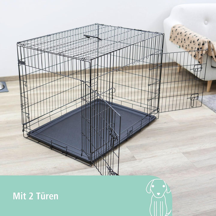 Kerbl 81366 Gittertransportbox, klappbar, 92 x 63 x 74 cm, 2 Türen, schwarz, 92 x 63 x 74 cm
