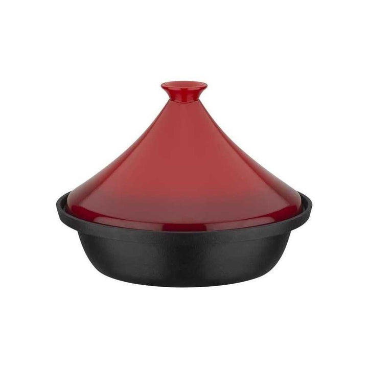 Tajine aus massivem Gusseisen - GSW - 30 x 22 cm - Keramikdeckel - Induktion - Rot