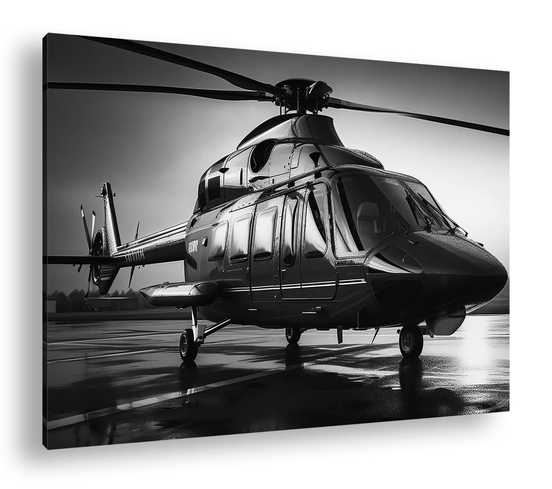 deyoli Rettungshubschrauber Format: 80x60 cm Effekt: Schwarz/Weiss als Leinwandbild, Motiv fertig ge