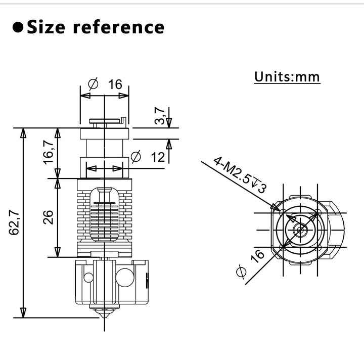 Upgrade Red Lizard k1 V6 Hotend Plated Copper Nozzle Block Compatible with CR10 Ender 3 V2 Pro Ender