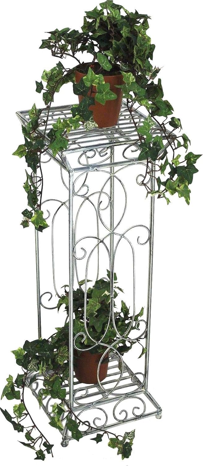 DanDiBo Blumenhocker Metall Weiss Eckig 63 cm Blumenständer 20304 Blumensäule