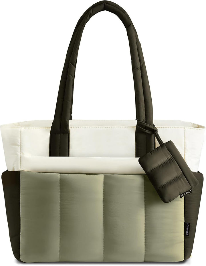 LOVEVOOK Shopper Tasche Handtasche Damen Gross, Leicht Arbeitstasche 15,6 Zoll Puffer Tote Bag, Dail