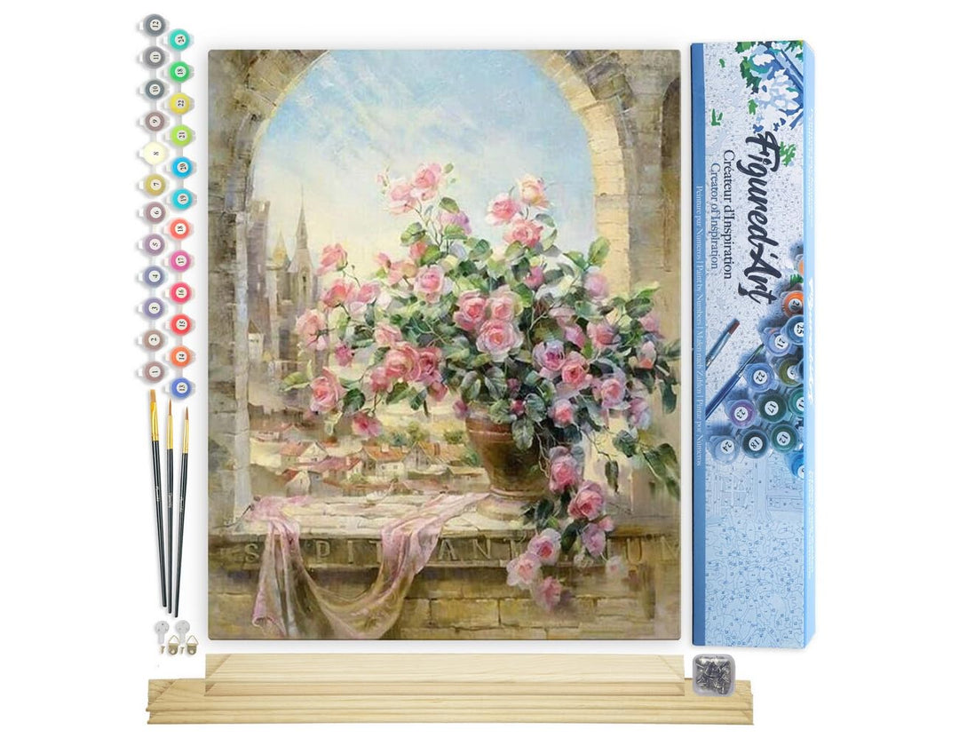 Figured'Art Malen Nach Zahlen Erwachsene Mit Rahmen Schöner Blumenstrauss 2 - Paint by Numbers Baste