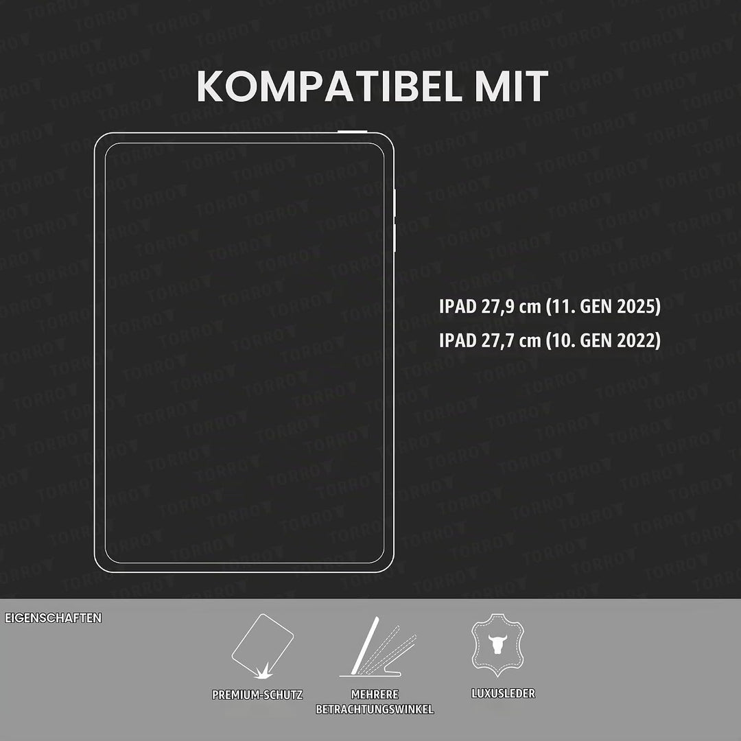 TORRO Lederhülle kompatibel mit iPad 10.9" 10. Generation - Echtes Leder iPad 10. Generation (2022)