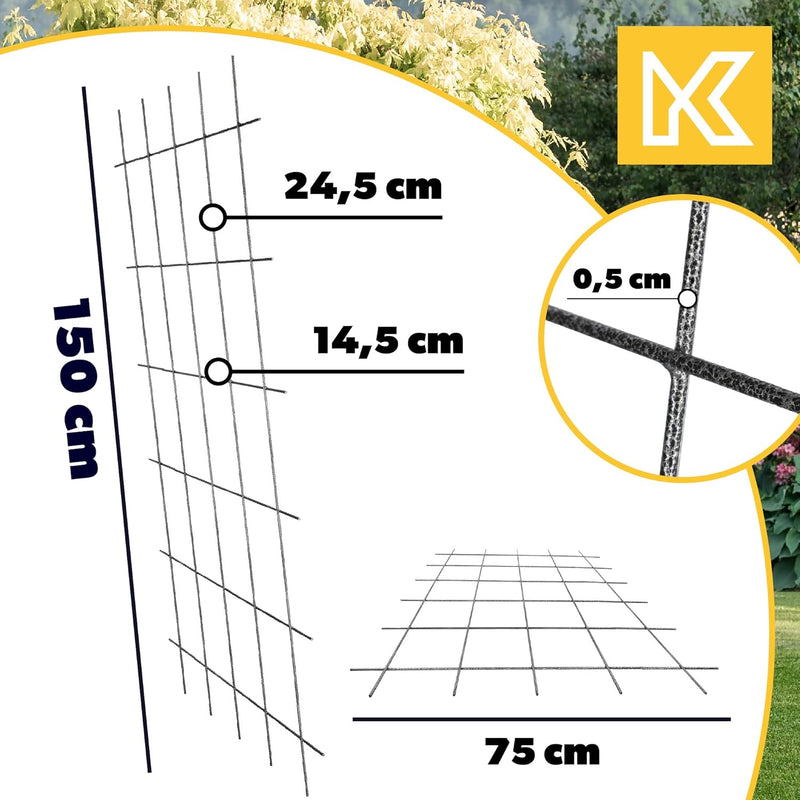 KADAX Rankgitter, Gitterspalier für Garten, Pflanzen, Balkon, Terrasse, Metall Spalier, Rankhilfe, K