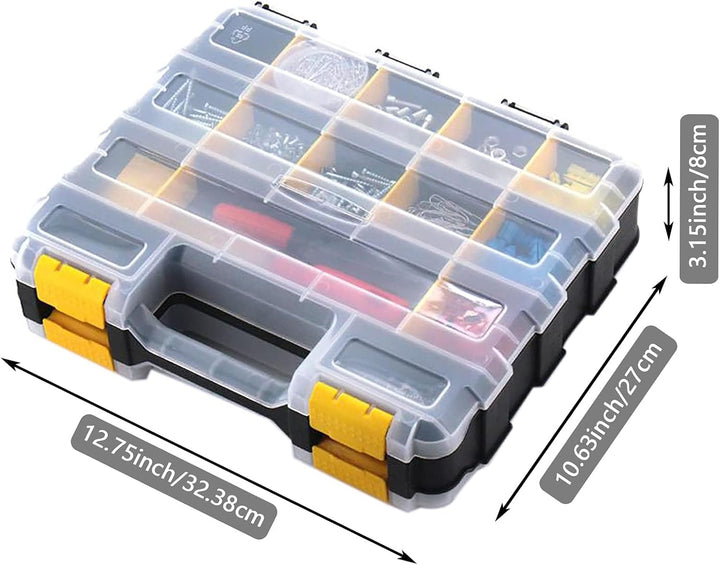 AIDY-PRO Schrauben Sortierbox 34 Fächer Kleinteile Organizer mit Fächern, Zweiseitig Schraubenbox Au