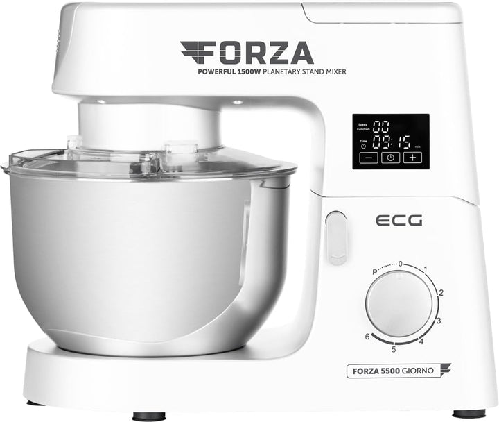 ECG FORZA 5500 Giorno Bianco Küchenmaschine 1500W Touch Display Edelstahl/Weiss