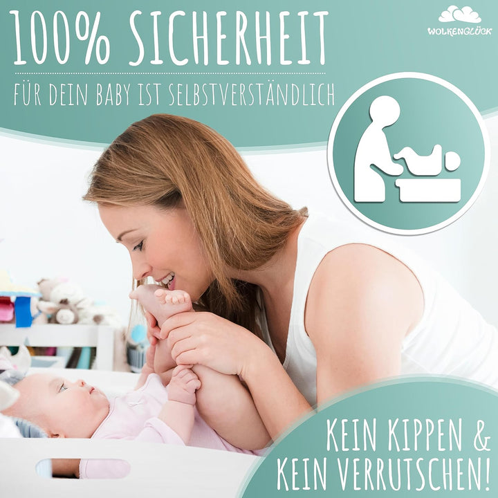 WOLKENGLÜCK® Wickelaufsatz für IKEA Hemnes Kommode [88x75x13cm] - Hochwertiger Hemnes Wickelaufsatz