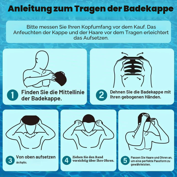 Alepo 2 Pack Unisex Badekappen Damen Herren mit 3D-Ohrenschutz, Schwimmkappe Langlebige Flexible Sil
