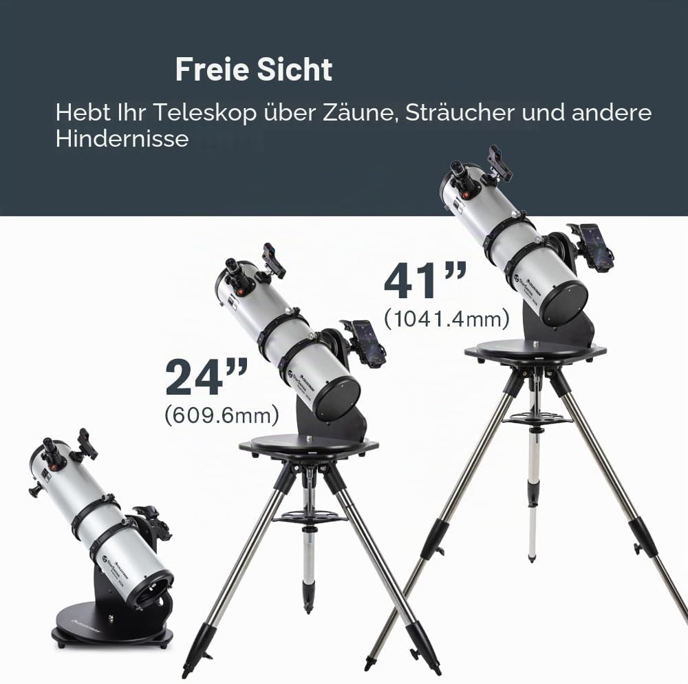 Celestron 93480 Exklusives Stativ für das StarSense Explorer Dobson-Tischteleskop mit Zubehörschale