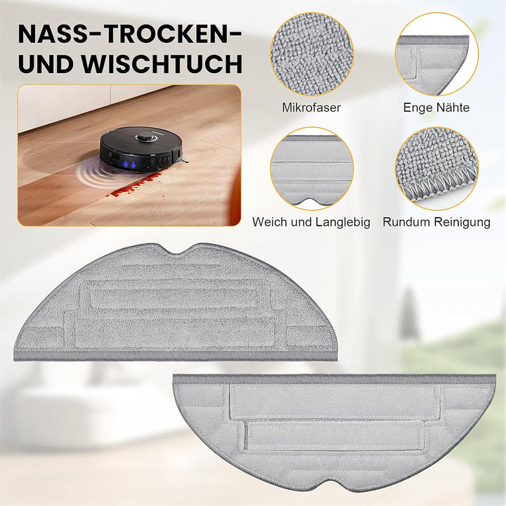 28 Stück Zubehör für Roborock S8 Pro Ultra Saugroboter, Ersatzteile 2 Hauptbürste 6 Staubbeutel 6 Wi