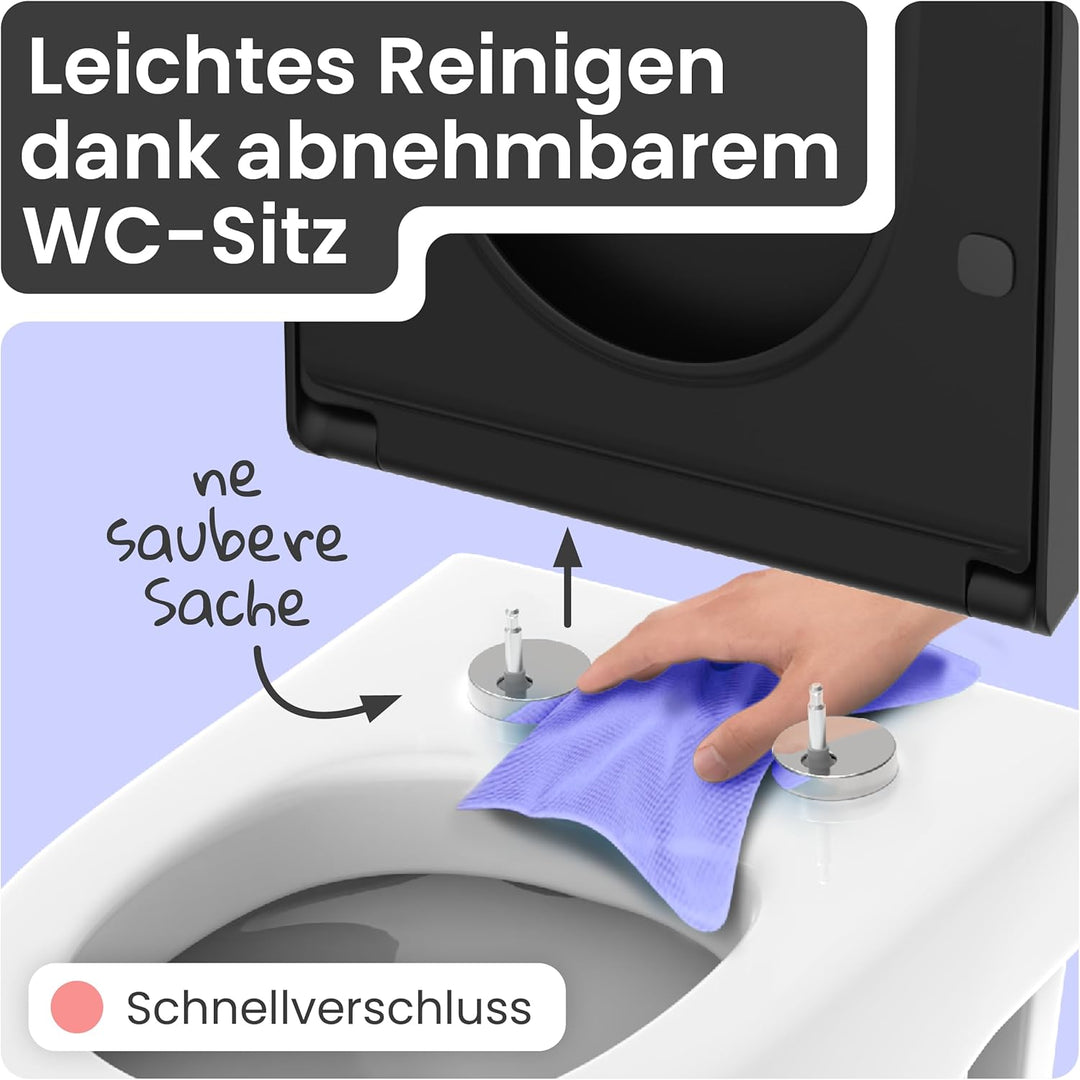 instmaier Helma | Toilettendeckel mit Absenkautomatik | Schwarz | TÜV geprüft | D-Form | Toilettensi