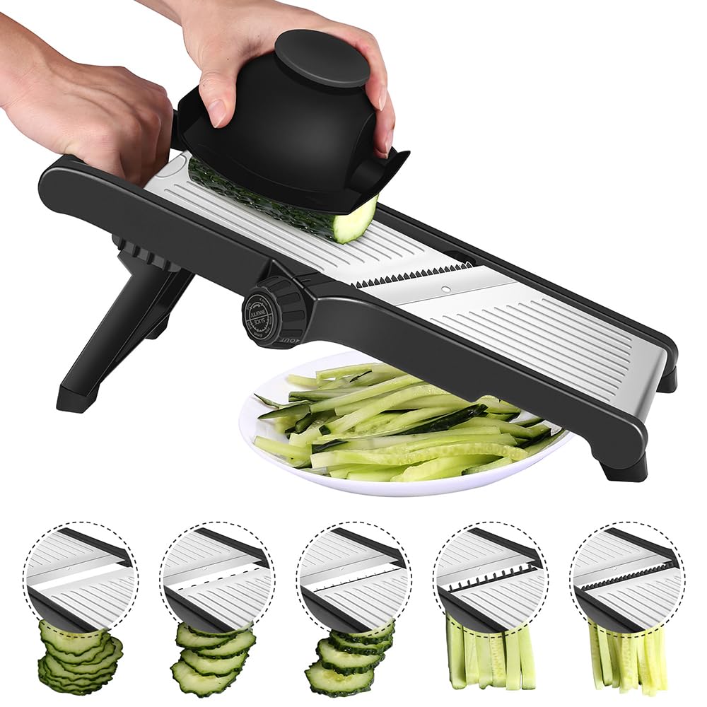 MILcea Gemüsehobel Mandolinenschneider, Multifunktion Edelstahl Gurkenhobel, Verstellbar Kartoffelre