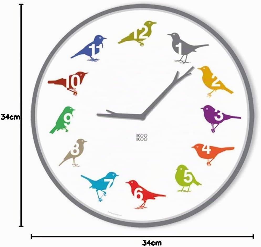 KOOKOO UltraFlat Color, Moderne Singvogeluhr mit 12 heimischen Vogelstimmen, Color