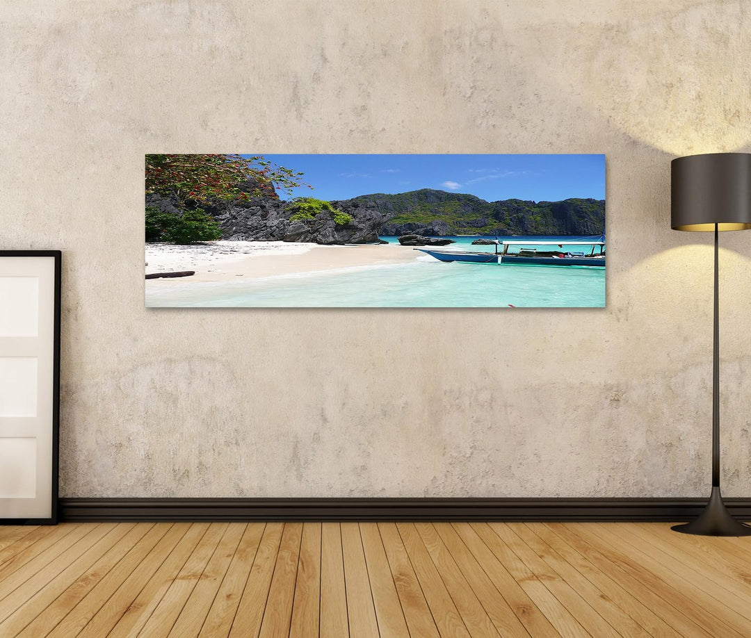 islandburner Bild auf Leinwand Strand Auf Den Philippinen Bilder Wandbilder Poster Leinwand 120x40cm