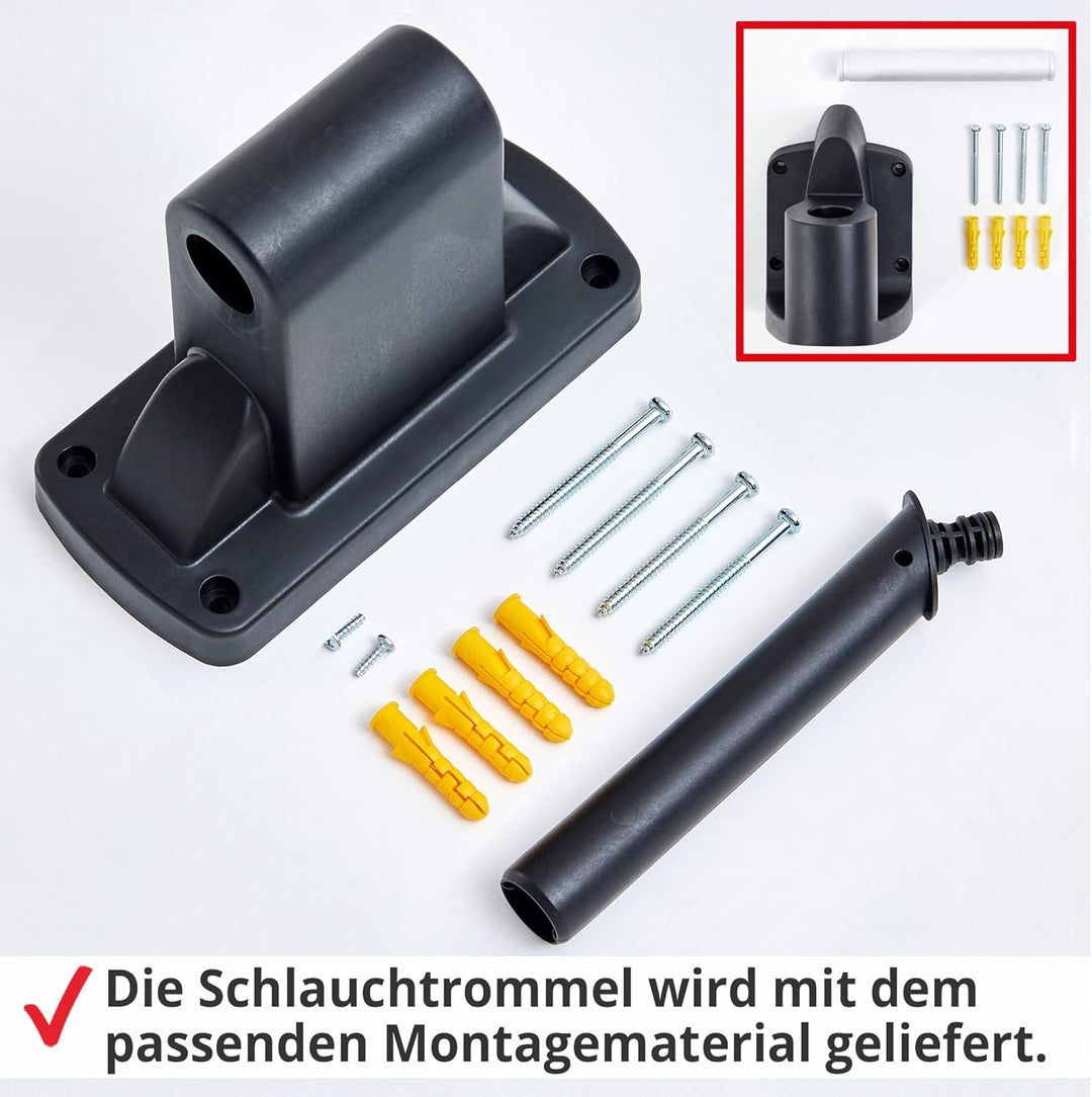 HECHT Automatik Wand Schlauchtrommel – mit 20m+2 oder 30m+2 Gartenschlauch – Inkl. Wandhalterung Sch