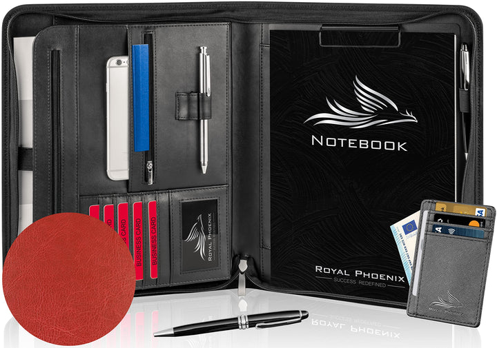 Royal Phoenix® Business Schreibmappe A4 'Falcon' - Hochwertige Businessmappe mit Reissverschluss - i