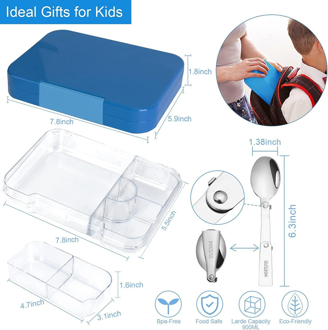 Lunchbox Kinder Bento Box, Brotdose mit Fächern, Robust und Auslaufsicher Brotzeitbox für Kinder Erw