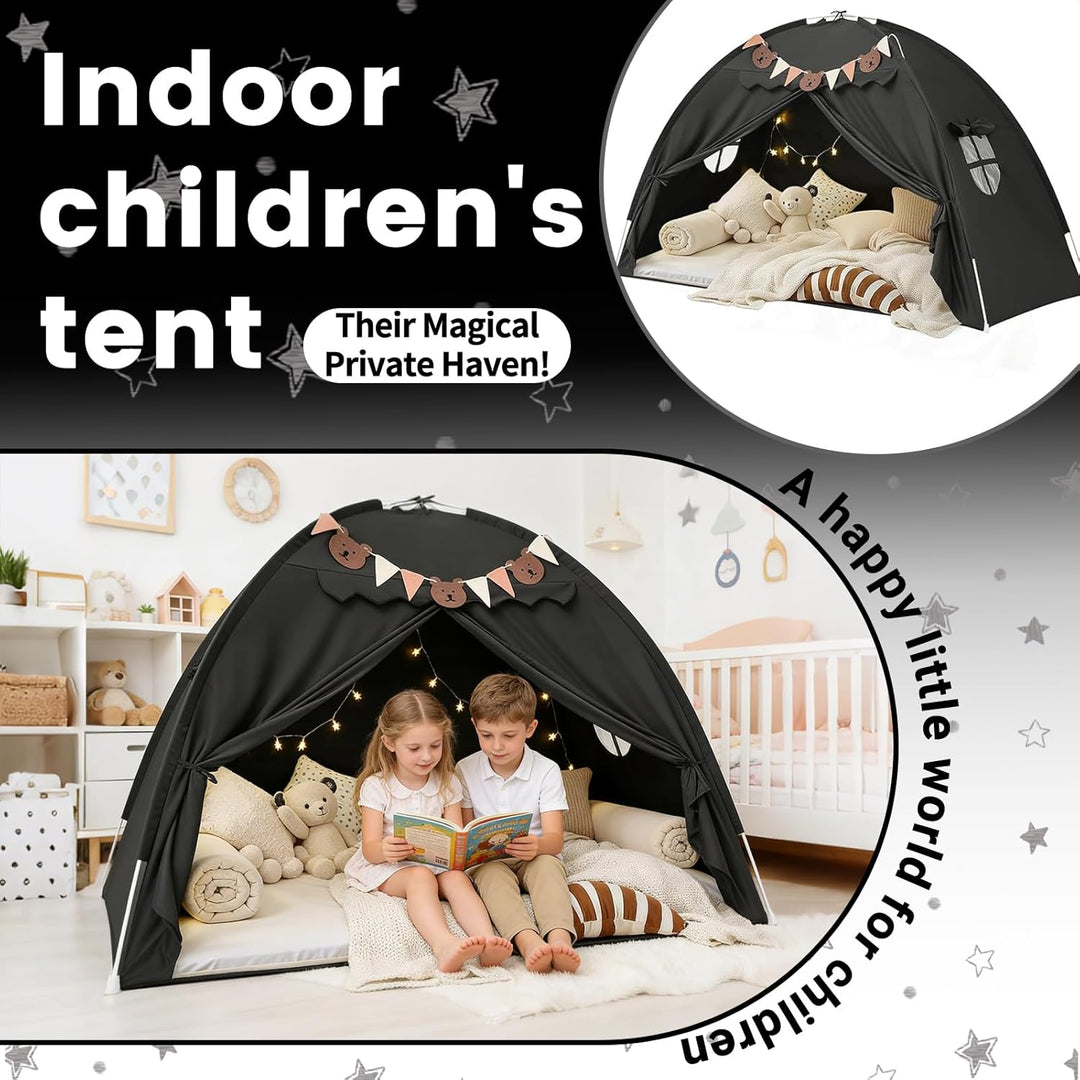 Kinderzelt Indoor Spielzelt Kinder Gross, 195 X 98 X 125 cm Kinderzimmer Spielhaus mit 2 Fenstern, L