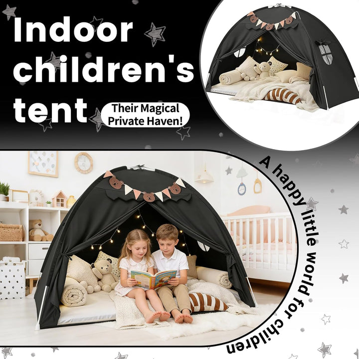 Kinderzelt Indoor Spielzelt Kinder Gross, 195 X 98 X 125 cm Kinderzimmer Spielhaus mit 2 Fenstern, L