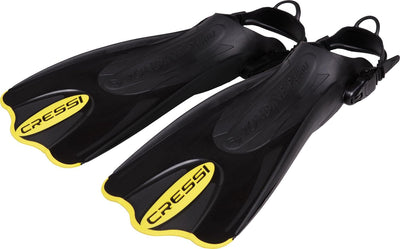 Cressi Palau Saf Fins Einstellbare Kurze Flossen zum Schwimmen und Schnorcheln Schwarz/Gelb XS-S, Sc