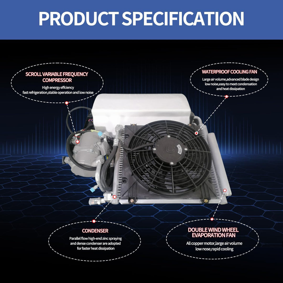 DC 12V-Klimaanlage 8800BTU Elektrisches Parken Dach RV 12V Wechselstrom Einheit für LKW Wohnmobil An