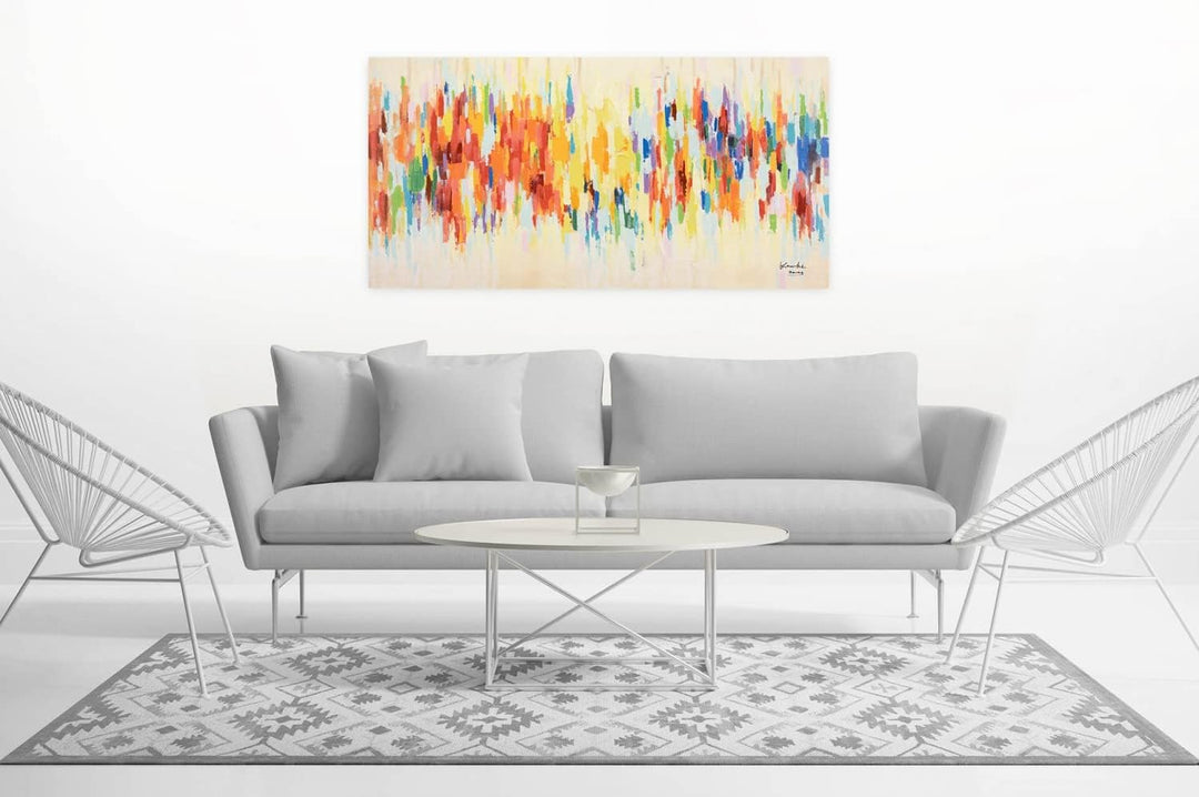 KunstLoft Leinwandbild | 100% HANDGEMALT | 120x60cm | Gemälde 'Weekend Happiness' | Abstrakt | Bunt