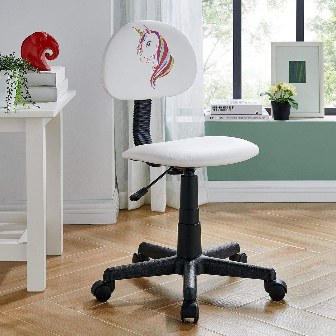CARO-Möbel Kinderdrehstuhl Unicorn in weiss mit Einhorn Motiv Schreibtischstuhl Drehstuhl höhenverst