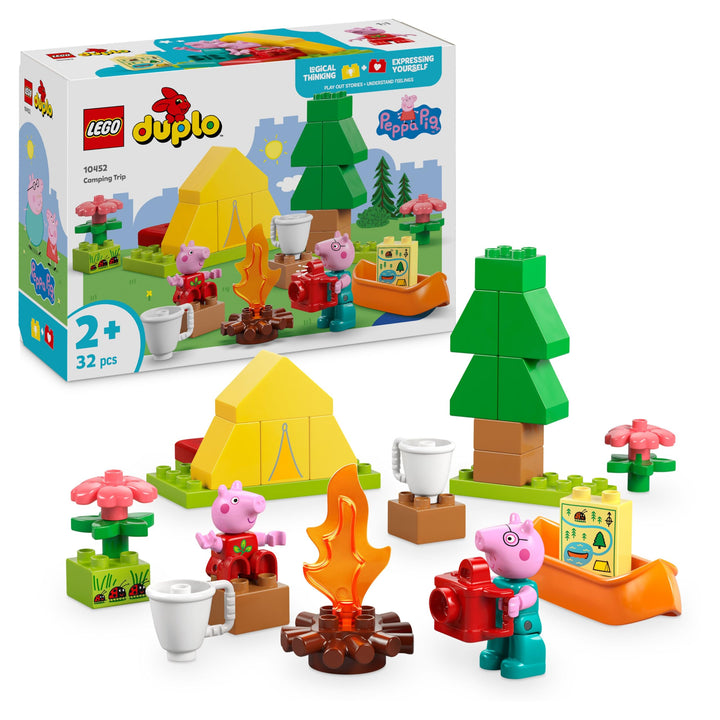 DUPLO Peppa Pig Campingausflug mit Papa Wutz – Montessori Spielzeug für Mädchen & Jungen ab 2 Jahren