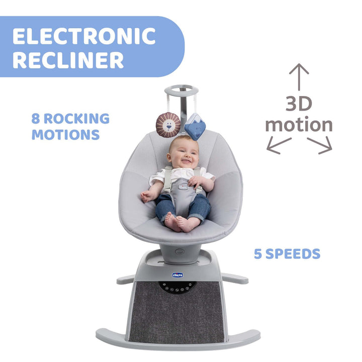 Chicco Comfy Wave, Elektronische Babywippe, Babyschaukel, mit Bewegungen und Melodien, verstellbare