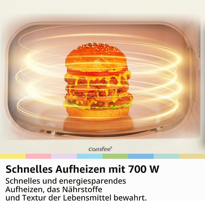 COMFEE CMO-M202NC(CM) Mikrowelle, Vintage, Retro, elegant, mit 5 Leistungsstufen, 700 W, 20 l, Timer