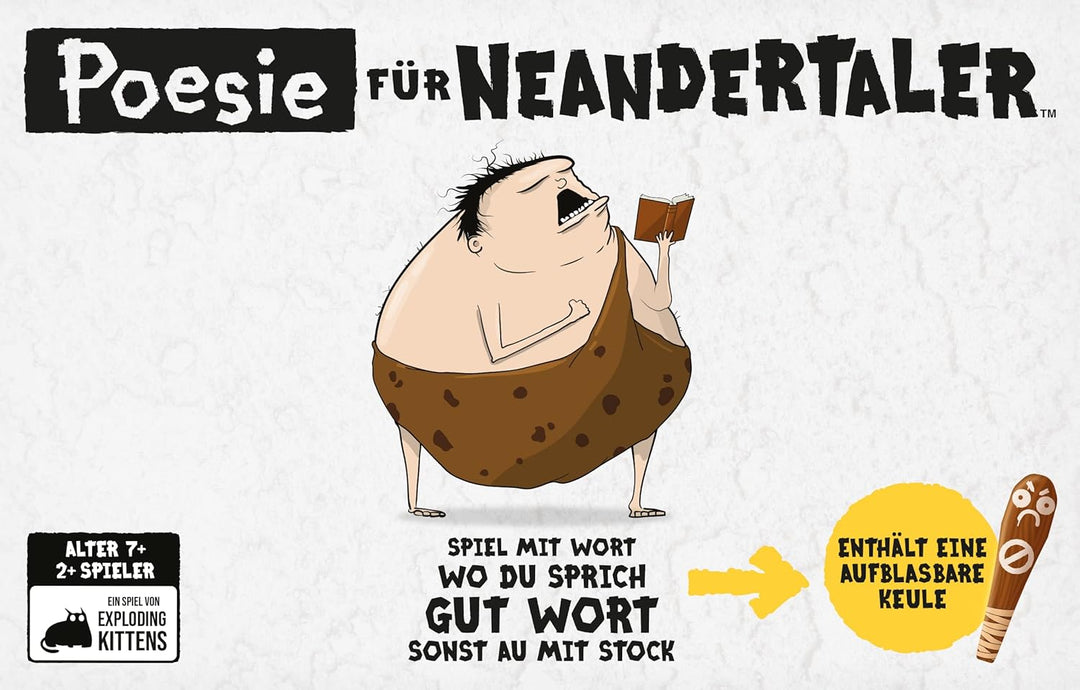 Exploding Kittens, Poesie für Neandertaler, Partyspiel, Kartenspiel, 2+ Spieler, Ab 7+ Jahren, 15 Mi