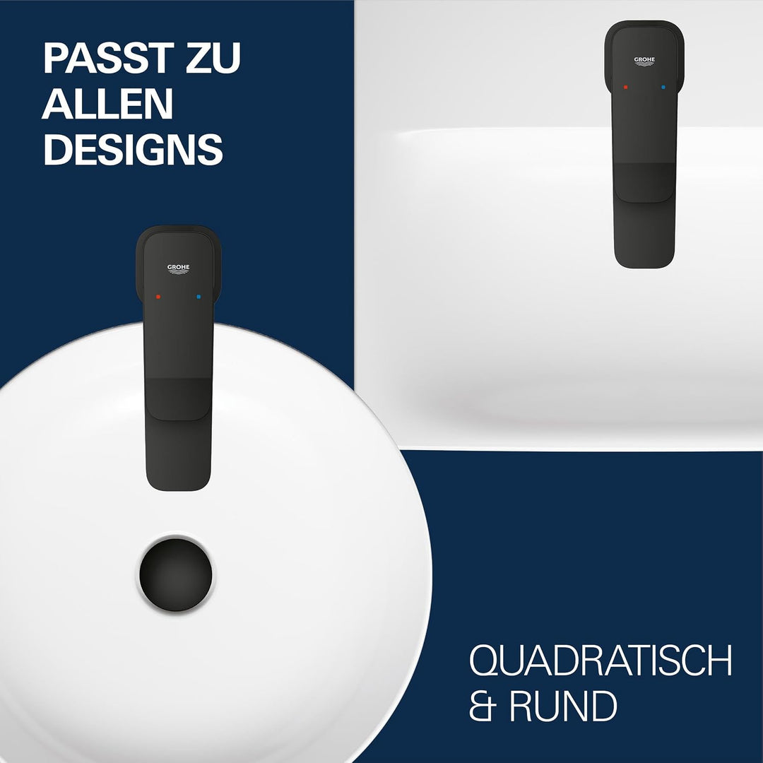 GROHE Dice, Waschtischarmatur hoch, wassersparend (Wasserhahn für das Bad, Badarmatur mit Zugstangen