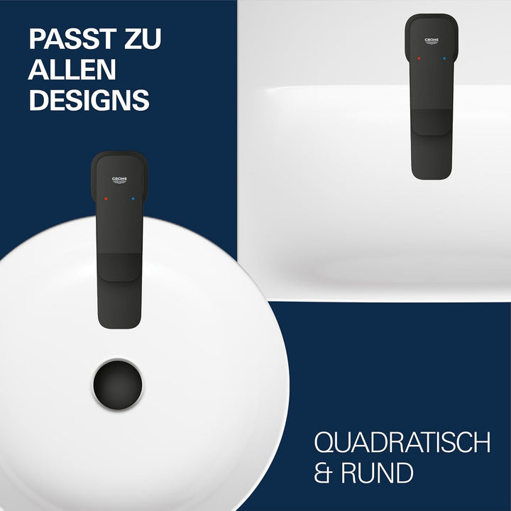 GROHE Dice, Waschtischarmatur hoch, wassersparend (Wasserhahn für das Bad, Badarmatur mit Zugstangen