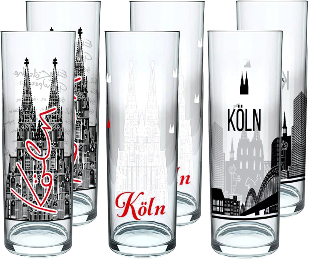 3forCologne Kölschglas-Mix| 6er Pack je 0,2ml | Et Kölsches Grundgesetzt & Kölner Dom | Biergläser,