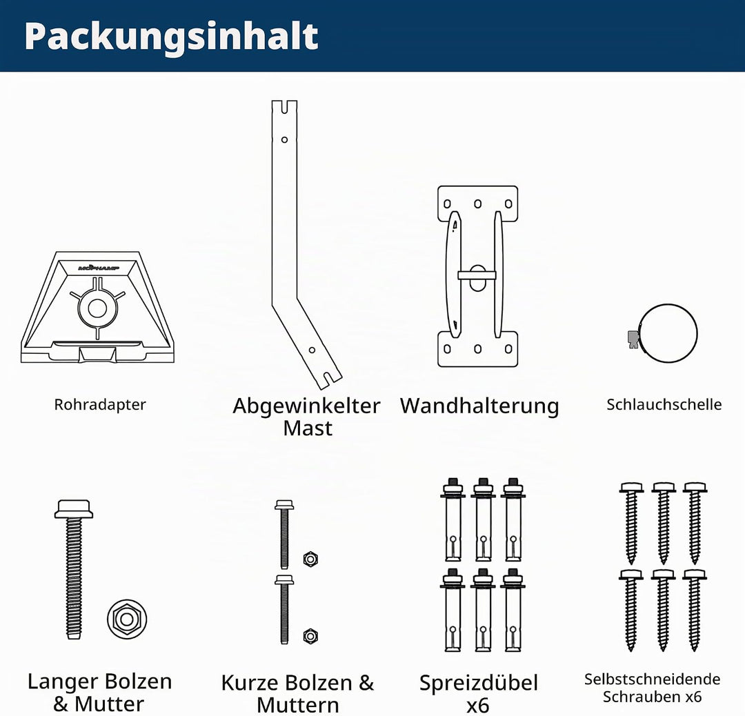 Starlink Wandhalterung Gen 3 Edelstahl mit Rohradapter Standard V3 Halterung Lang Pivot Wall Mount K