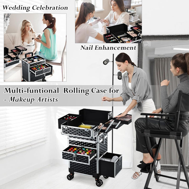 Kosmetik Trolley mit Schubladen Kosmetikkoffer Make up Koffer Professioneller Schminkkoffer Friseurk