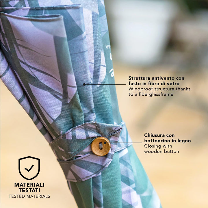 PERLETTI GREEN Regenschirm Gross Ökologisch Damen - Regen Stockschirm Automatik Eco Naturverbunden U