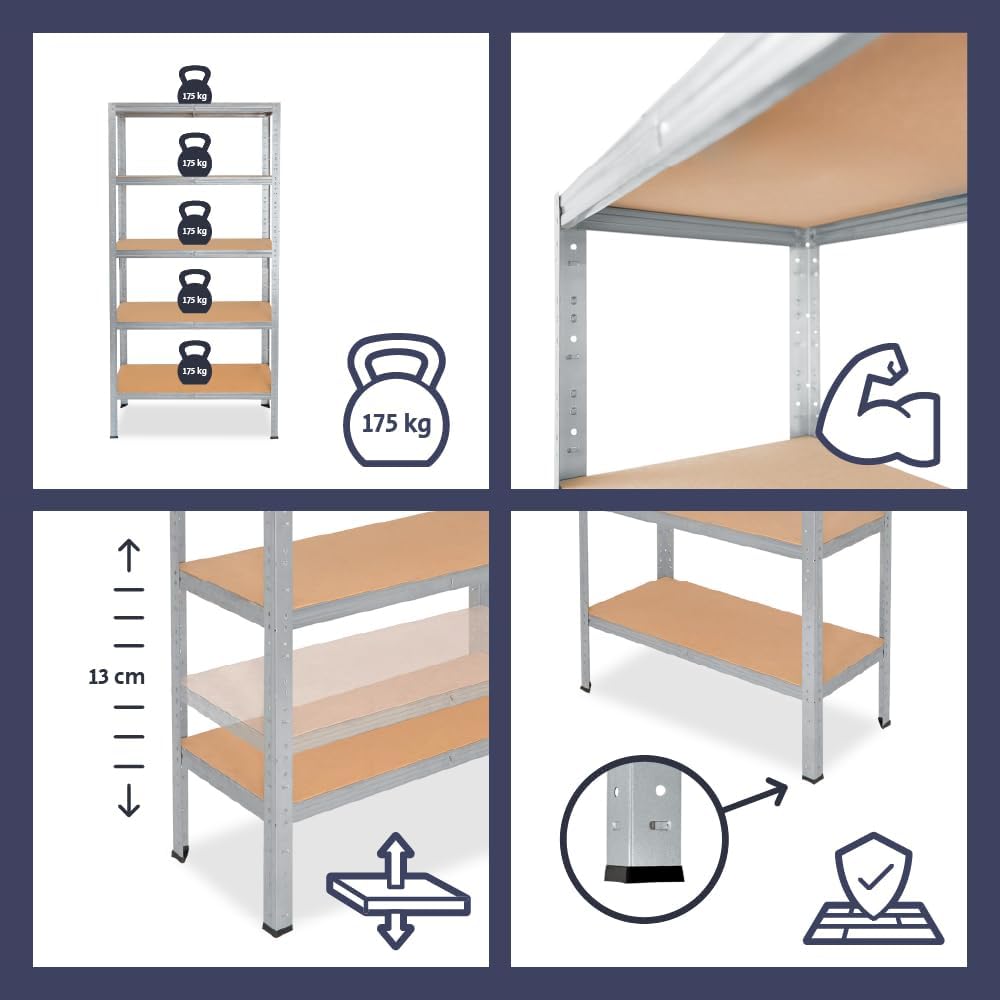 shelfplaza® 180x30x40cm Home Schwerlastregal verzinkt/Metallregal mit 5 Böden/Kellerregal Metall, Ga