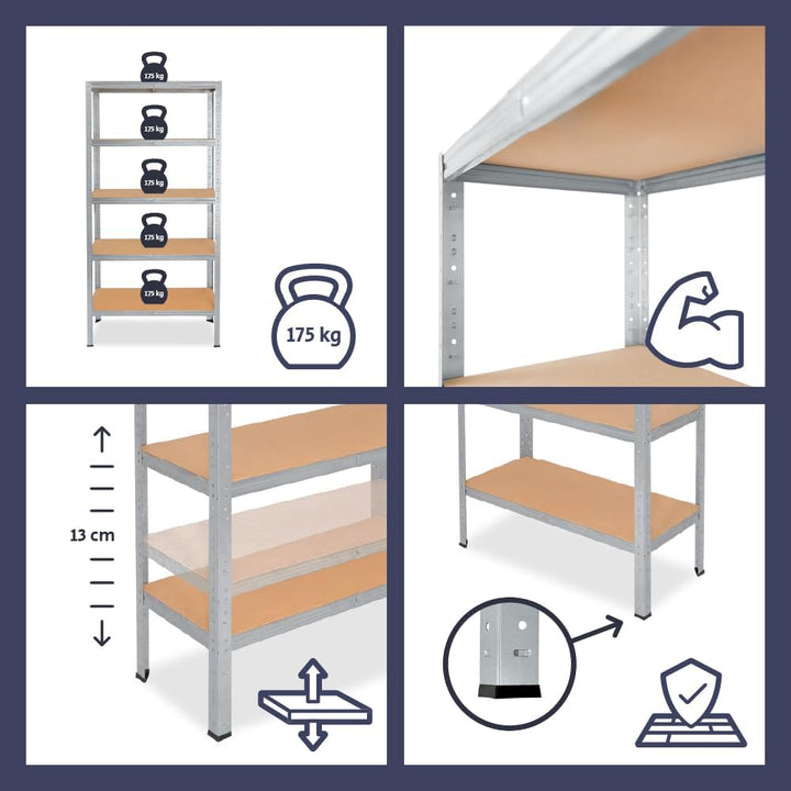 shelfplaza® 90x50x50cm Home Schwerlastregal verzinkt/Metallregal mit 3 Böden/Kellerregal Metall, Gar