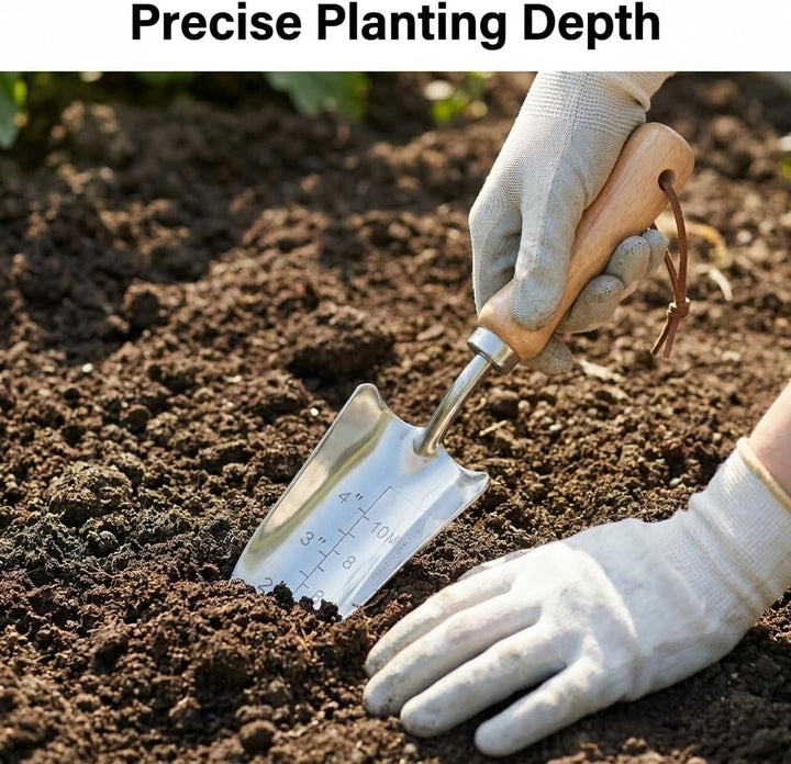 2er Gartenwerkzeug-Set Edelstahl Breiter Gartenschaufel (33x8cm) x1 und Schmaler Pflanzschaufel Mit