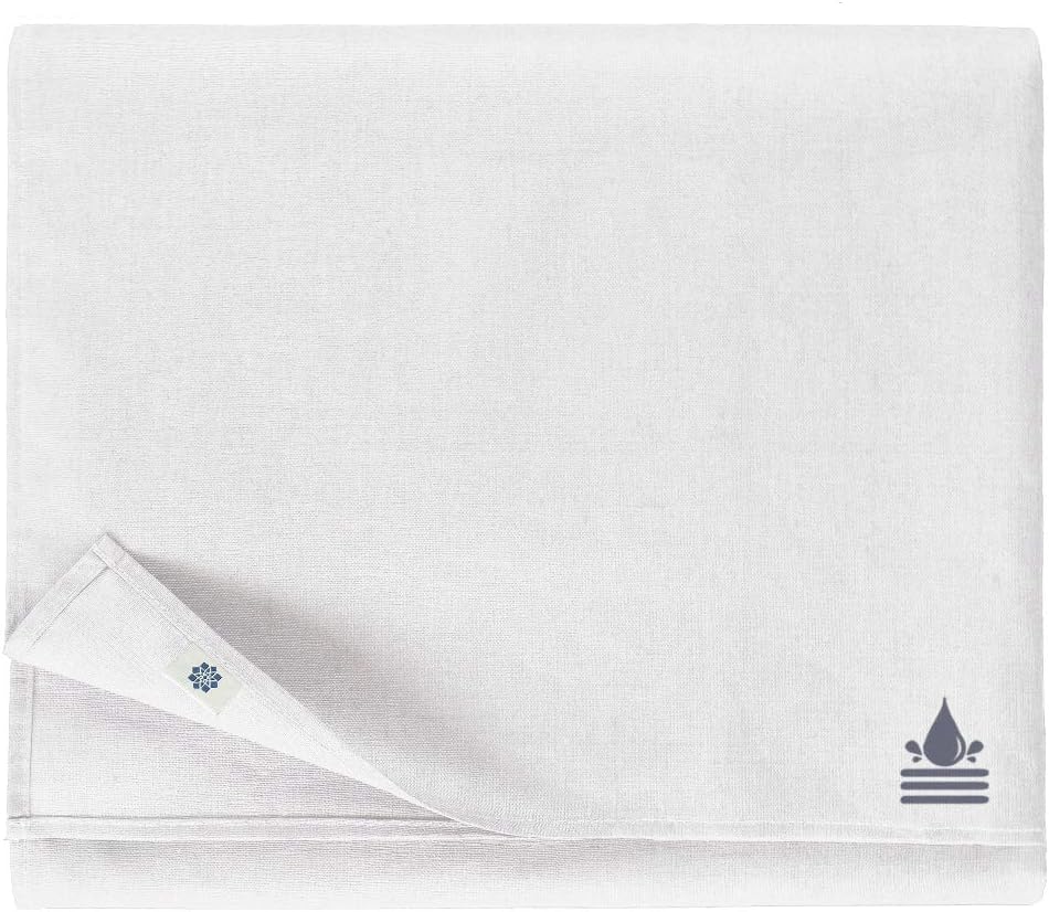 Linen & Cotton Tischdecke Wasserdicht Wachstuch Gartentischdecke Adele -100% Leinen, Weiss (147 x 30