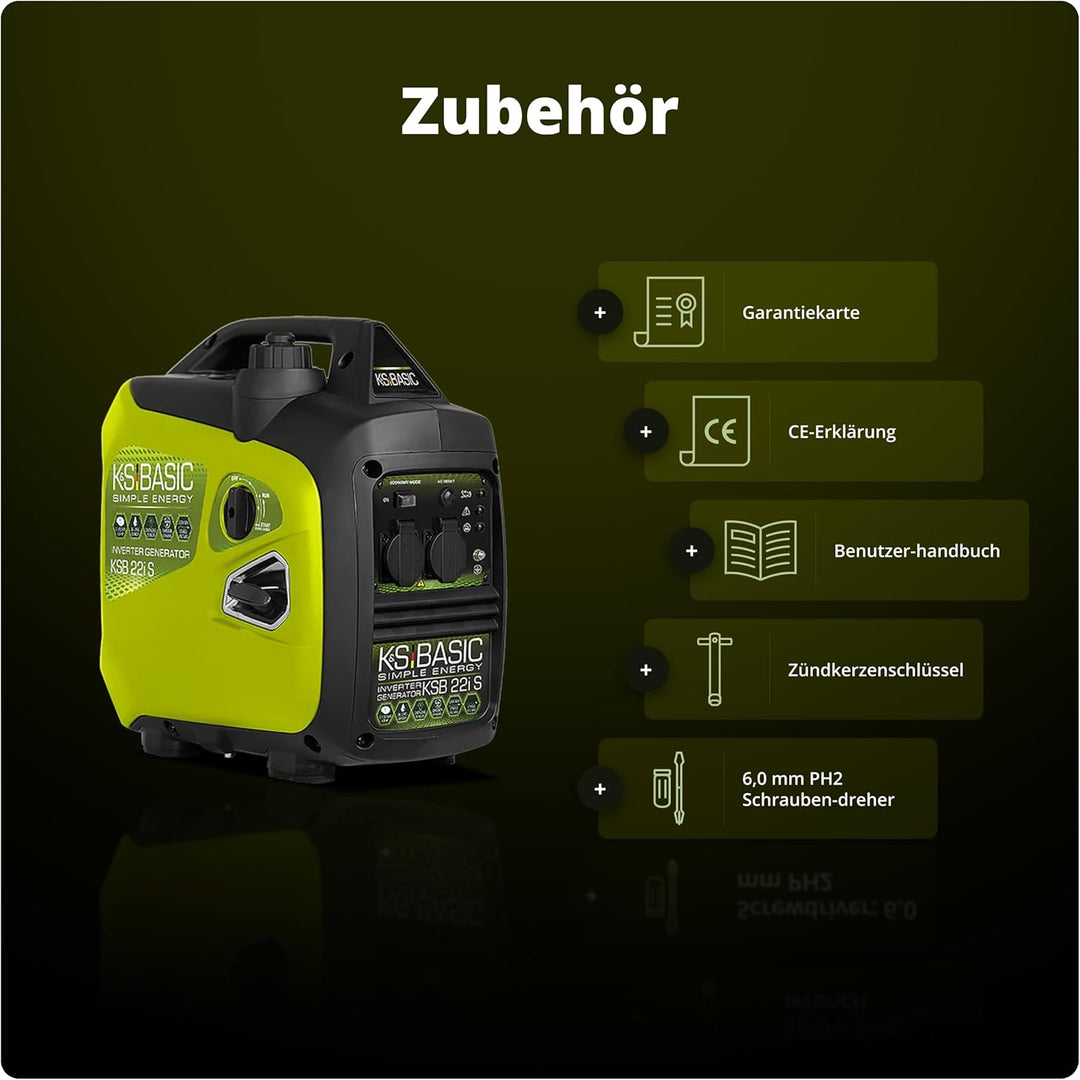 Inverter-Generator KSB 22i S Stromerzeuger 2000 W, elektronische Umwandlung ,leiser leichter Benzing