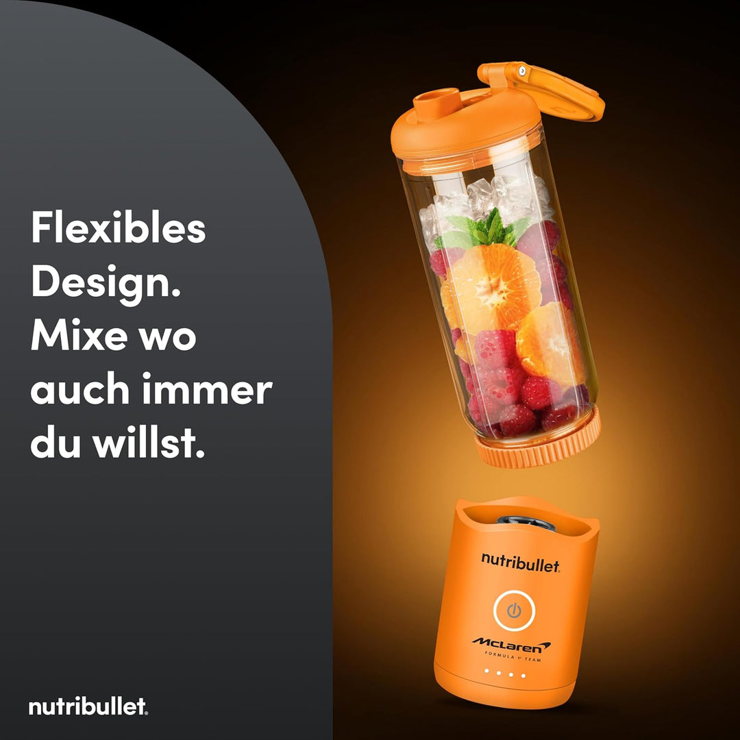 Nutribullet x McLaren Flex - tragbarer Mixer, kabelloser Smoothie Maker mit USB-C, 590 ml Tritan Bec
