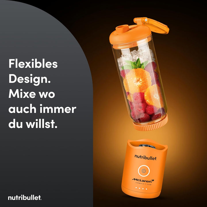 Nutribullet x McLaren Flex - tragbarer Mixer, kabelloser Smoothie Maker mit USB-C, 590 ml Tritan Bec
