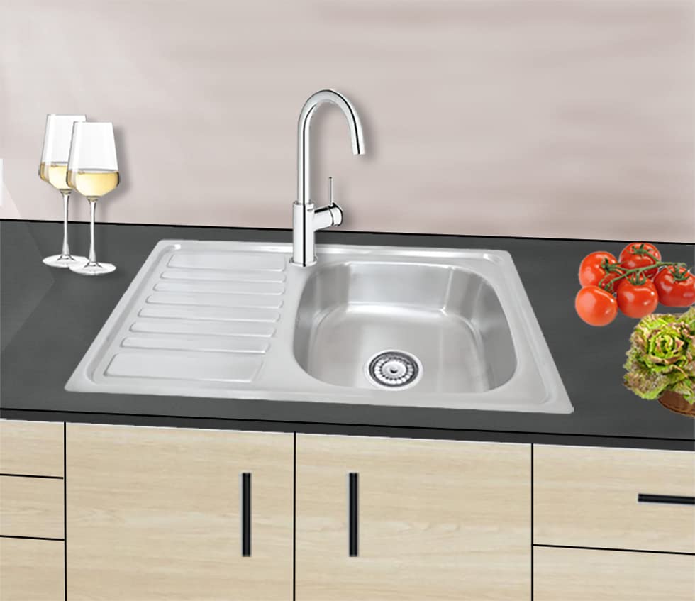 Omeere, 80x50, Einbauspüle eckig klein,Unterbauspüle Edelstahl 304 Materialdicke 0,8 mm, Spülbecken