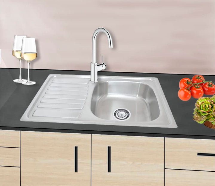 Omeere, 80x50, Einbauspüle eckig klein,Unterbauspüle Edelstahl 304 Materialdicke 0,8 mm, Spülbecken