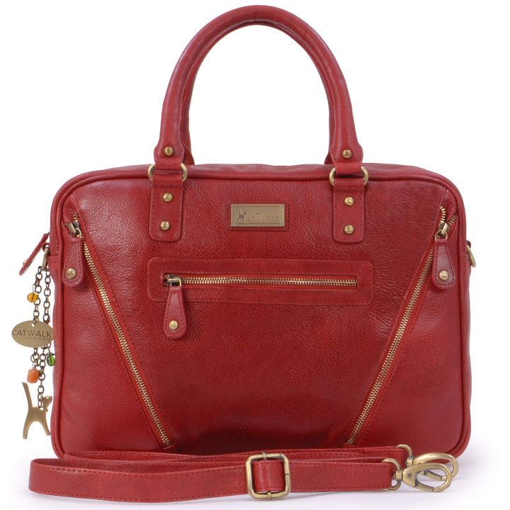 Catwalk Collection Handbags - Leder - Schultasche/Arbeitstasche/Aktentasche für Damen - Laptop/iPad